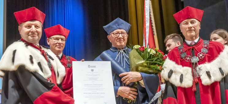 Od lewej: prof. Piotr Koszelnik, prof. PRz Lesław Gniewek, Marek Darecki, prof. Jarosław Sęp,